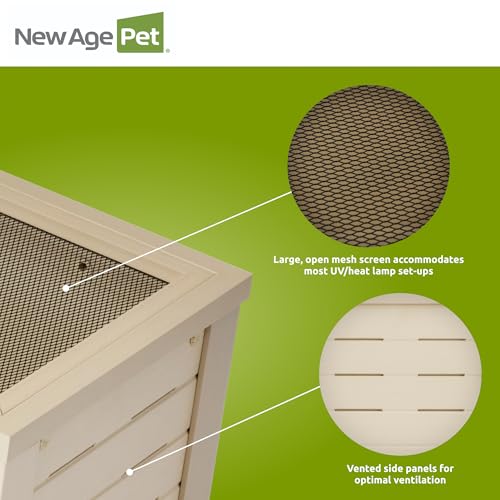 New Age Pet ECOFLEX 24" Wide Small Reptile Habitat Enclosure, Glass Front Terrarium for Snakes, Lizards & Tortoises in Maple or Grey, Easy to Clean, Front Access Design and Mesh Top - color: Tan, size: Small