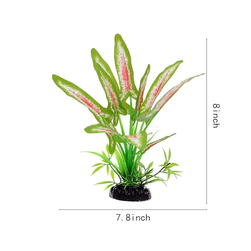 Silk Aquarium Plants for Betta Fish Tank, 2 Pcs 8 Inch Small Silk Aquarium Plant Aquatic Water Grass Decoration (Green-Wine, 8 Inch) - color: Green-wine