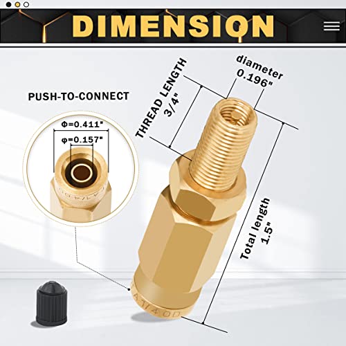 2 Packs 1/4" Air Value Inflation Schrader Valve, Schrader Valve Adapter with Push to Connect Button for 1/4" OD Air Hose Fittings for Semi Trucks Trailers - size: 1/4" OD 2PCS, style: Schrader Valve