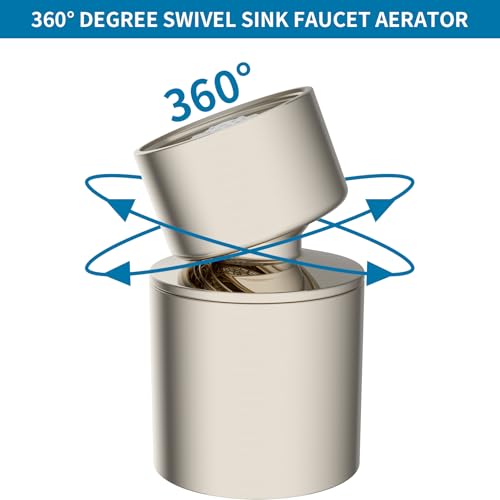 Hibbent NSF/ANSI/CAN 61 Certified Faucet Aerator, 360° Swivel Kitchen Sink Aerator, CUPC Certification 2-Flow Sink Sprayer Attachement, Faucet Replacement Part 55/64 Inch Female Thread, Brushed Nickel - color: Brushed Nickel, style: Classic 360 Degree Fau