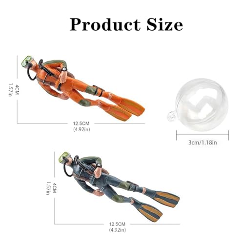 2 Pack Aquarium Diver Ornaments - Floating Fish Tank Decorations for Creative Marine Landscaping for All Fish Tanks (Little Diver Decorative Pendants)