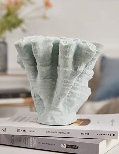 HAUCOZE Coral Decor Ocean Sculpture Statue Modern Home Art Table Centerpiece Gift for Living Room Bookshelf Polyresin 7.5 Inch