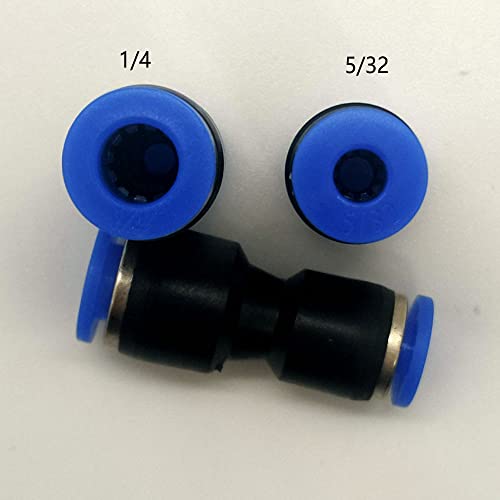 zjxed 1/4" OD x 5/32" OD Pneumatic quick Connector Push to Connect fittings Straight reducer Union/Coupler (Pack of 10) - size: 1/4 inch-5/32 inch