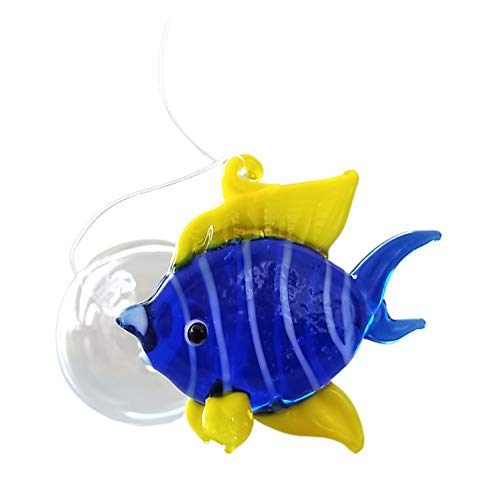 Fish Tank Ornaments Color Bubble Fish Miniature Hand Blown Tropical Fish Figurine Art Glass Sea Animals Collection,Set of 6 for Small and Medium Fish Tanks (2) - color: Multicolored-1