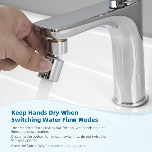 Hibbent NSF/ANSI/CAN 61 Certified Faucet Aerator, CUPC Certification 360° Twist Kitchen Sink Aerator, Dual-function Sink Sprayer Attachment, Faucet Replacement Part 55/64'' Female Thread, Chrome - color: Chrome, style: Classic 360 Degree Faucet Aerator
