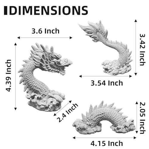 Romansk Aquarium Dragon Statue Sandstone Ornaments - Fish Tank Decor for Freshwater Saltwater Tank Landscape Garden Decoration - Chinese Dragon Decor