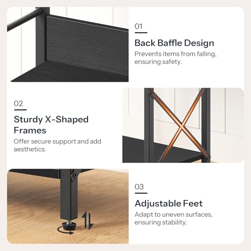HOOBRO 10 Gallon Aquarium Stand, 3-Tier Fish Tank Stand with Storage, Reptile Turtle Tank Stand with Metal Frame, 20.5" L x 11" W , Black BB52FT01 - color: Black