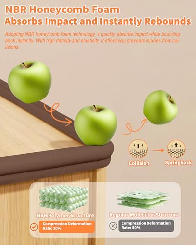 Edge Corner Protector Baby Proofing, 6.56FT 0.6'' Thicken L-Shape Furniture Fireplace Safety Bumper Guard with 6 Corners, Pre-Taped, Soft NBR Rubber Foam, Table Edge Protector for Baby (Coffee) - color: Dark Brown, size: 0.6''Th (6.56ft)