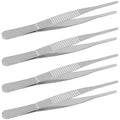 Bonsicoky 4Pcs 5 Inch Stainless Steel Tweezers with Precision Serrated Straight Tips, Non-slip Multitool Tweezers for Cooking, Repairing, Medical, Garden - size: 5" x 4(Straight)