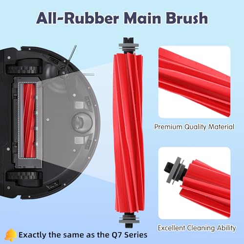 Replacement Parts for Roborock Q7 / Q7+ / Q7 Max / Q7 Max+ Robot Vacuum, 2 Main Brush, 4 Mop Cloth Pads, 6 Side Brushes, 4 Washable Filter, 1 Tool (Not for Q7 M5) - color: Q7 Kit - Black
