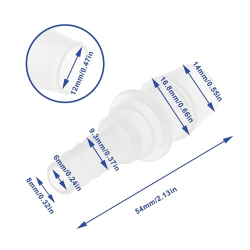 8Pcs Straight Hose Pipe Connector 8mm to 14mm Plastic Reducing Fitting for Garden Watering - size: 8mm to 14mm