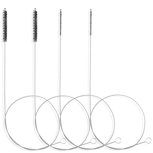 25 Inches Flexible Tube Brush, Extra Long Straw Brush, Pipe Cleaner Brush for Cleaning Straw, Feeding Tube, Siphon Hose, Drain Clog, 4PCS (Black) - color: Black