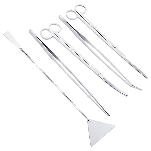 5pcs Aquarium Tweezers Set, Stainless Steel Aquarium Plant Tools Long Aquascaping Tools Scissors Spatula Tongs Aquatic Plants Tool Set(C)