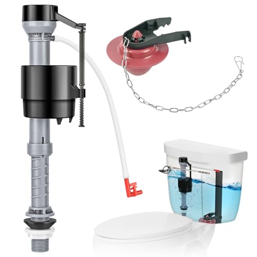 Universal Toilet Flusher Replacement Kit, Water-Saving & Height Adjustable Fill Valve, 2-Inch Flapper, Quiet & Anti-Siphon Toilet Repair Kit Inside Tank, Easy to Install (Red, 1-Pack) - color: Red
