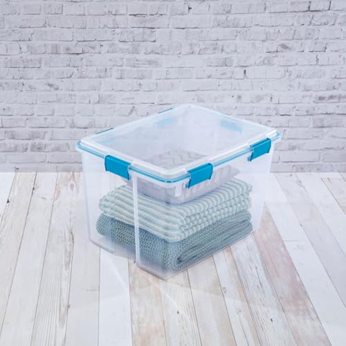 Sterilite 8-Pack Gasket Box, Weather-Resistant Storage Bins with Latching Lids, 80 Quart - Heavy-Duty Organizing Containers for Closet, Bathroom, and Office - size: 80 Quart, style: 8 Pack