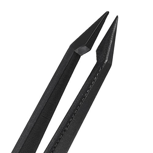 uxcell Plastic Anti-static Tweezers, Precision Slant Point Tip for Craft DIY Beauty Electronics Repair Tool Black - style: Slant Pointed Tip