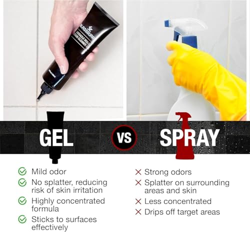 GlassGuard Miracle Mold Stain Remover Stain Gel – Heavy Duty Cleaning Gel for Grouts, Ceramic, Glass, Silicone, Caulk & More – Washing Machine Cleaner Front Loader (300 ml / 10 oz) - size: 10 Fl Oz (Pack of 1)