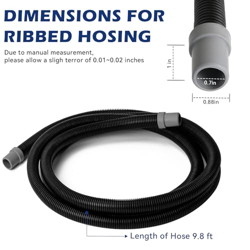 A20015 Ribbed Hosing fit for Fluval 304/305/306/307/404/405/406/407 Canister Filters, Replacement for Fluval Aquarium Filter Tubing, 9.8Ft Hose - Enhances Aquarium Filtration System Performance