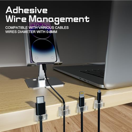 100PCS Cable Clips, Adhesive Wire Clips Strong Cord Clips Wire Holders, Cable Management Clips for Desk, Wall, Car, TV, Ethernet Cable (Clear, Medium) - color: Clear, size: Medium