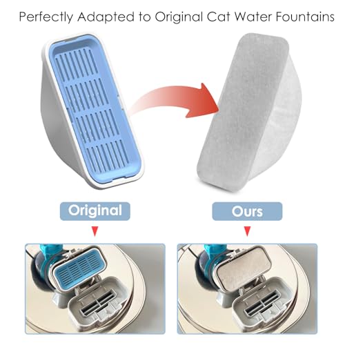 16 Pcs Cat Water Fountain Filters Replacement for 108oz/3.2L & 84oz/2.5L Pet Water Fountain,Including 8 Pcs Cat Water Fountain Filter & 8 Pcs Pre-Filter Sponges Foam Filter - color: 8+8 Pack