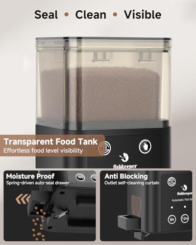 fishkeeper Automatic Fish Feeder for Aquarium - 320ML Large Capacity Adjustable Fish Feeder Automatic Dispenser with Timer for Vacation, Weekend or Daily Use, Three Fixed Methods - size: 320ML