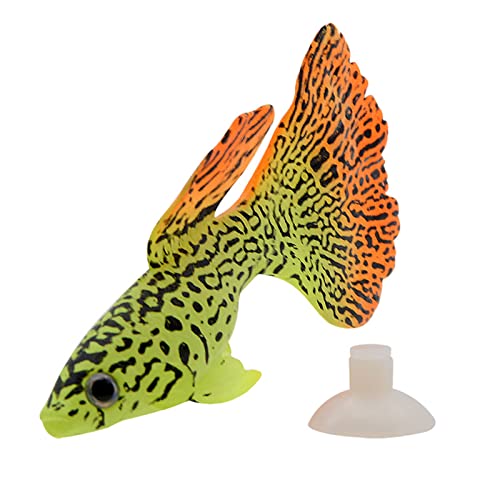 Artificial Moving Fish Floating Silicone Fish with Suction Cup Fish Aquarium Decorations for Fish