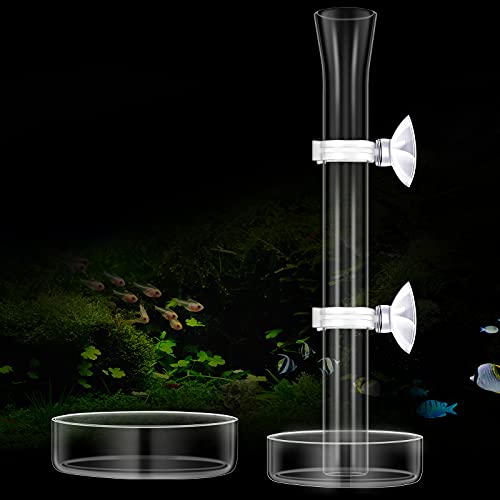 Chengu 3 Pieces Shrimp Feeding Tube and Dish Set, 8 Inch Glass Shrimp Feeder Tube and 2 Aquarium Dish Bowl Fish Tank Feeding Supplies for Fish Tank Aquarium - size: 8" + 2 Tray
