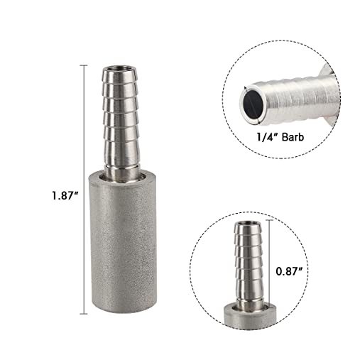 (2 Set) FERRODAY 0.5 Micron Diffusion Stone Stainless Steel Aeration Stone Carbonating Stone with 1/4" Barb for Homebrew Wine Beer Soda Air Stone 0.5 Micron + 20 Inch Silicone Hose (Pack of 2) - size: 2 count in 2 package