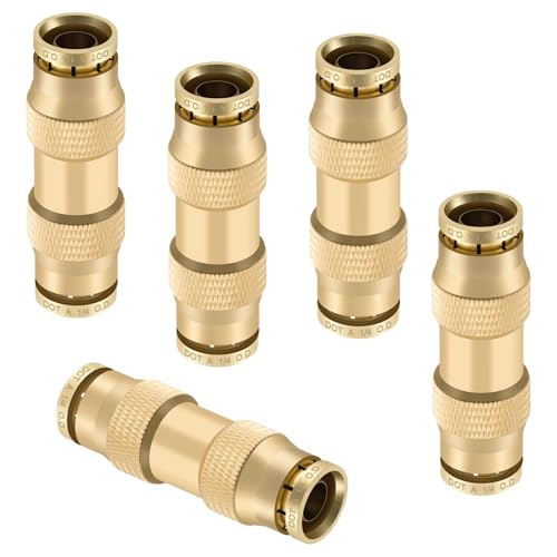 1/4" Quick Push to Connect Fittings Brass Union Straight Joint DOT Approved 1/4 inch tube OD Air Line Adapter Air Spring Suspension Kit for Car Truck Trailers and Air Brake System 5pcs - size: 1/4" OD 5PCS, style: Straight