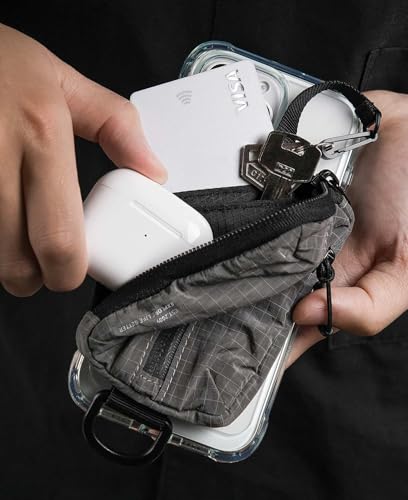 bitplay Magnetic Mini Pouch, Magsafe Compatible Phone Pouch, Tear Resistant Everyday Carry Card Holder, Key Slot with Water Repellent Zipper, Grey - color: Grey
