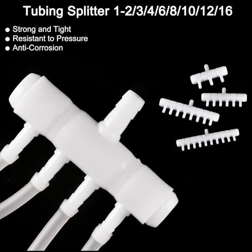 2Pcs 8mm to 5.5mm 8 Ways Air Line Tubing Splitter Connector Fish Tank Oxygen Pipe Air Tubing Adapter for Aquarium, Blue