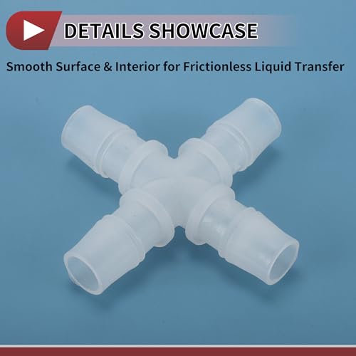 Plastic Hose Barb Fitting 5/8" OD Barb Cross 4 Way Pipe Connector Clear 10 Pcs - size: 5/8"OD