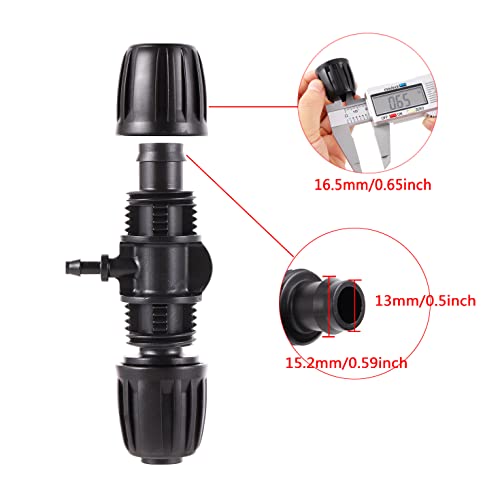 Barbed Tee ，Barb Stone 1/2 inch to 1/4 inch Irrigation Tube Anti-Drop Premium Quality Fitting (1/2" ID x 0.60’‘-0.63" OD) -20 PCS Tee - size: 1/2 inch to 1/4 inch Barbed Tee