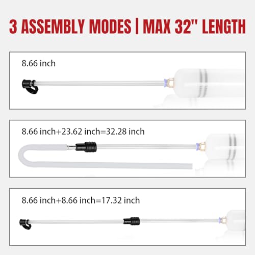 Thorstone 500cc Automotive Fluid Extractor Pump for Easy Oil Change | Manual Oil Change Syringe with 60cm Rubber Hose & 2pcs 22cm PVC Suction Tubes - size: 500cc（60cm)