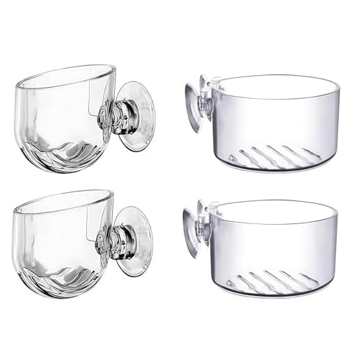 4Pcs Transparent Acrylic Aquatic Plant Cups with Suction - Aquarium Decoration 2 Shapes for Fish Tank Ornament