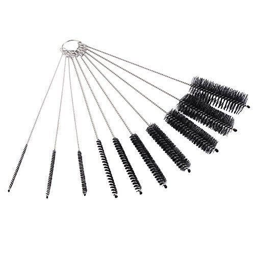 DECORA 10 Pieces Nylon Cleaning Bottle Brush Pipe Cleaning Brushes Tube Brushes Tube Bottle Straw Washing Cleaner Bristle Kit Tool Black - color: Black