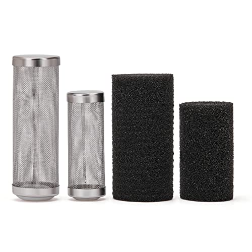 2 Pcs 12mm/16mm Stainless Steel Aquarium Filter Intake Guard Mesh Cover,Fish Tank Filter Guard with 2PCS Filter Sponge for Breeding Fish Shrimp Tank