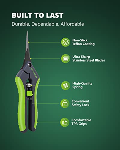 6.5" Straight Pruning Shears for Gardening, Sharp Plant Trimming Scissors for Precise Cuts, Stainless Steel Garden Scissors Bonsai Clippers (1-Pack) - style: 6.5" Straight