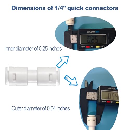 16PCS 1/4-inch Water Purifier Parts Kit. 32FT 1/4" O.D.Water Line With Well-Sealed Couplers Quick Fittings.Push To Connect 1/4 od water tubing Water Tube Fittings RO System (1/4 RO Tubing 32FT) - style: 1/4 RO Tubing 32FT