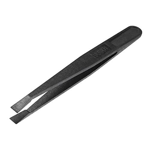 uxcell Plastic Anti-static Tweezers, Precision Slant Flat Tip for Jewelry Craft DIY Beauty Electronics Repair Tool Black 93301 - style: Slant Flat Tip