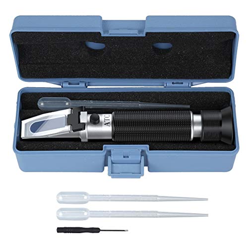 AUTOUTLET Refractometer Saltwater Aquarium for Seawater,Pool,Tank,Testing,Marine Fishkeeping, 0-100PPT & 1.000-1.070 Salinity Tester with ATC Function Hydrometer Specific Gravity Salinity Meter Kit