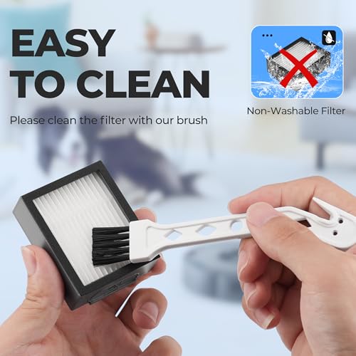 Filter Replacement for Roomba E I & J Series i7 i7+/plus i3 i3+ E5 E6 E7 i4 i6 i6+ i8 i8+ Vacuum Cleaners Parts, 6 Pack 4639161 High Efficiency Filters + 1 Cleaning Brush