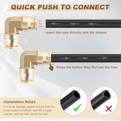 1/4" Quick Push to Connect Fittings Brass 90 Degree Union Swivel Elbow Joint DOT Approved 1/4 inch Tube OD Air Line Adapter Air Suspension Kit for Car Truck Trailers and Air Brake System 2pcs - size: 1/4" OD 2PCS, style: Elbow