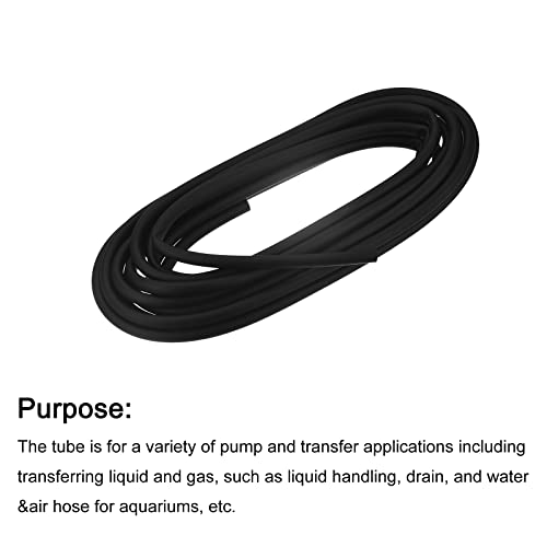 uxcell Aquarium Airline Tubing Hose 5/32" ID 15/64" OD 1Pcs 13.12 Ft Silicone Flexible Airline Tubing for Fish Tank, Terrariums, and Hydroponics, Black - color: Black