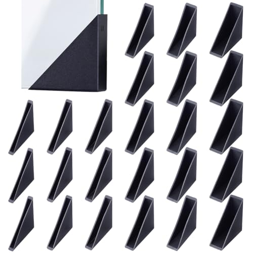 BENECREAT 60Pcs Triangle Corner Protector, 6 Sizes Plastic Glass Table Shelf Corner Guards, Black Mirror Corner Covers, Baby Proofing Edge Protector - color: Black