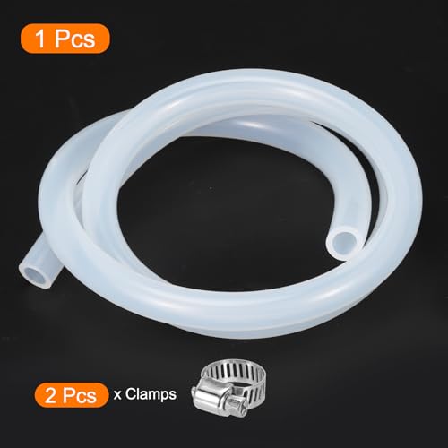 MECCANIXITY 10ft Clear Silicone Rubber Tubing 3/8" ID 5/8" OD Plastic Tube Flexible Air Hose for Brewing, Wine Making, Pump Siphon, 9.5mm x 15.9mm, with 2pcs Clamps - color: Clear, size: 3/8" x 5/8"