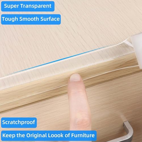 Clear Edge Protector Strip, 1.57in x16.4FT, Sharp Edge Wrap Cover Tape, Self Adhesive Protective Bumper Guards for Cabinet Door Desk Glass Table Bed Furniture, Kitchen Countertop, Waterproof - size: 1 Pack x 1.57in x16.4FT