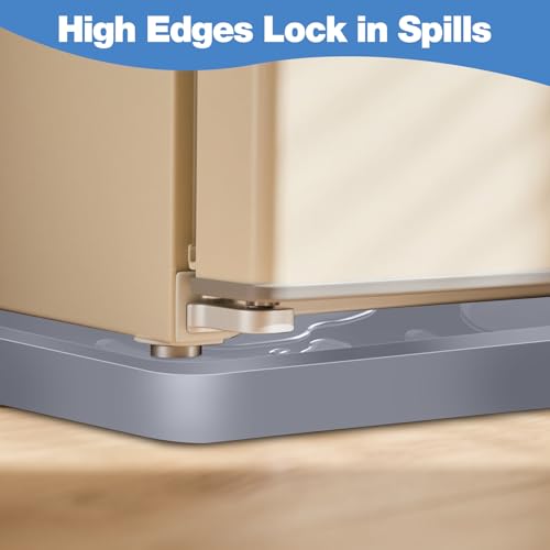 ToLanbbt Mini Fridge Silicone Mat - 24" x 24" x 0.8" Mini Fridge Drip Tray Under Refrigerator Mat Carpet Floor Protector, Leak-Resistant Portable AC Pan for Washing Machine Dishwasher Dryers, Gray - color: Gray, size: 24"x24"x0.8"