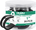 OURU 20pcs 1 Inch Stainless Steel Cable Clamps, Rubber Coated, Black - size: 20pcs - 1"