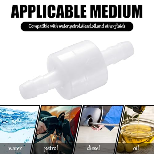 6 Pack 1/4 Inch Check Valve One Way Inline ABS Plastic Check Valve Non Return with Silicone Core for Water Gas Air Fuel Fluid System